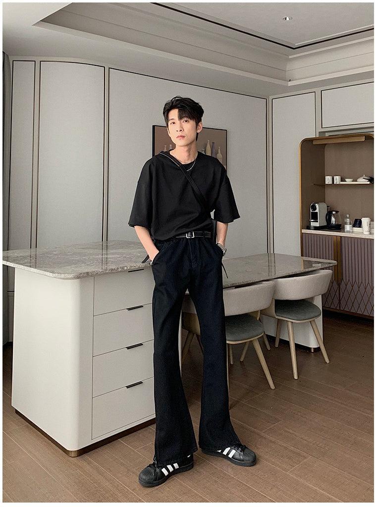 Side Zipper Slit Flare Jeans