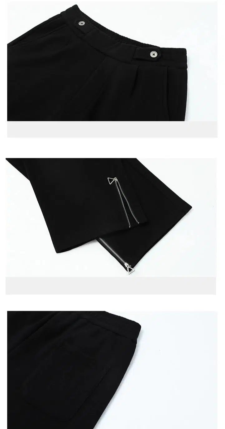 Side-zip Straight-leg Pleated Pants