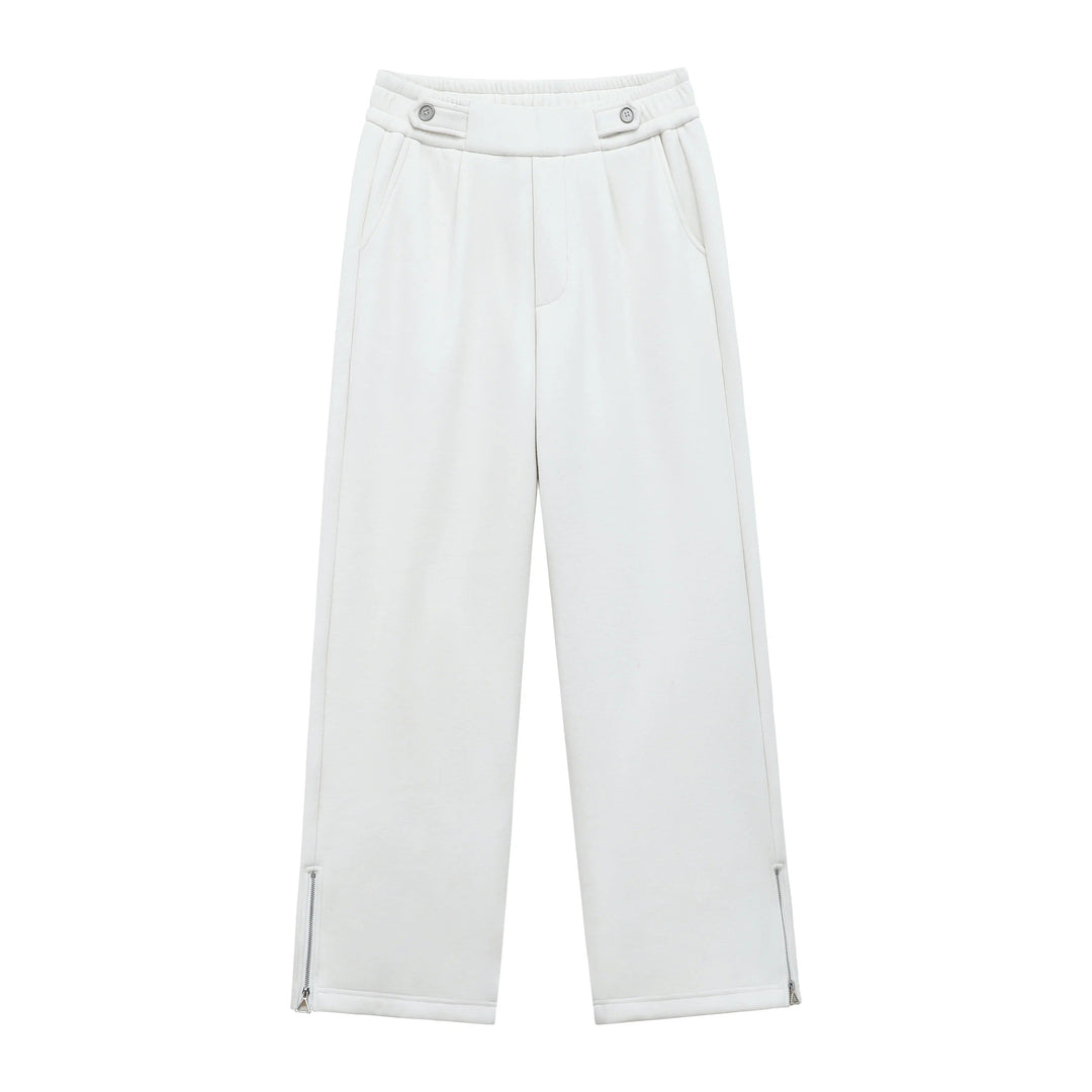 Side-zip Straight-leg Pleated Pants