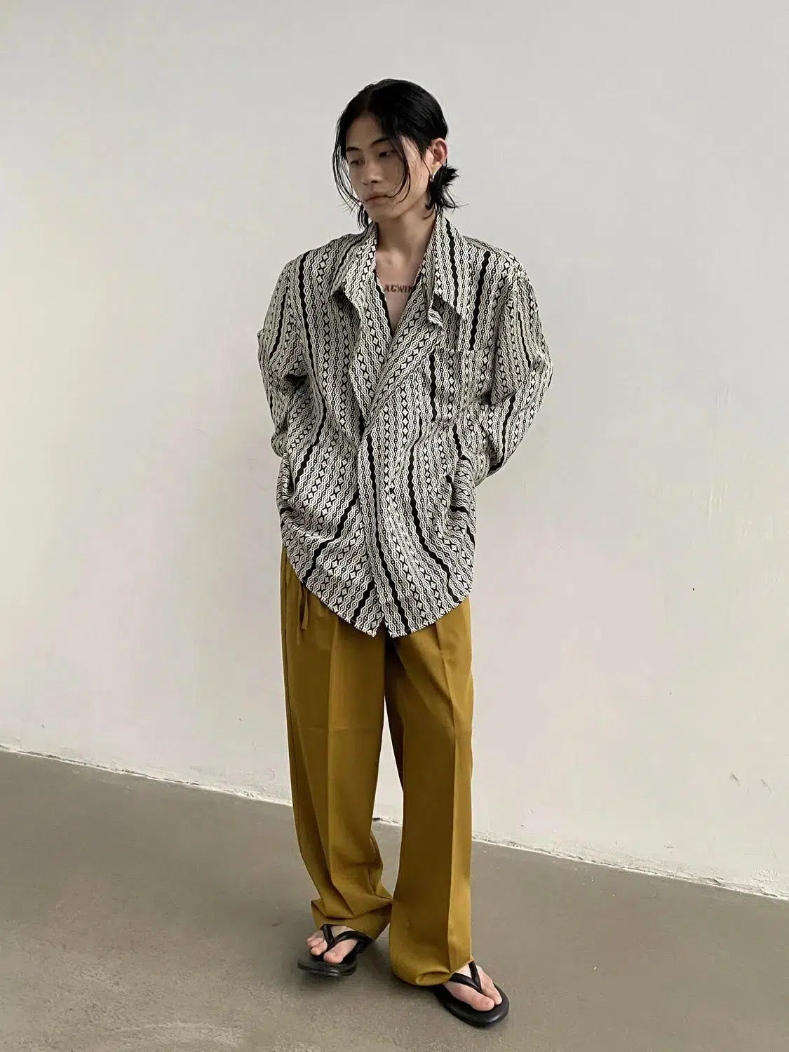 Silk Drape Floral Long-Sleeve Shirt