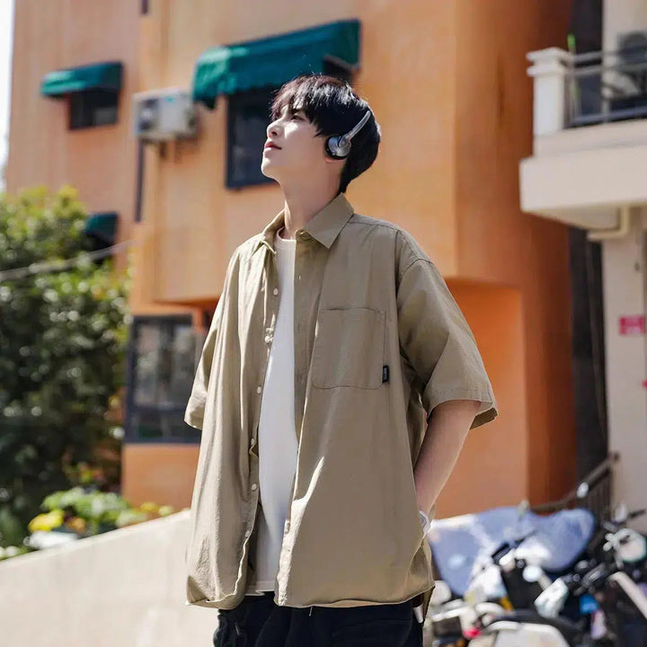 Silk Short-Sleeved Work Shirt