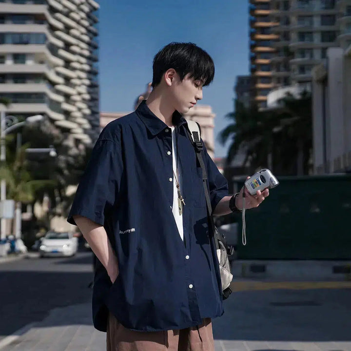 Silk Short-Sleeved Work Shirt