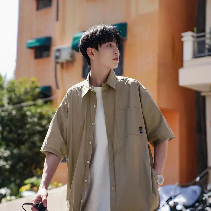 Silk Short-Sleeved Work Shirt