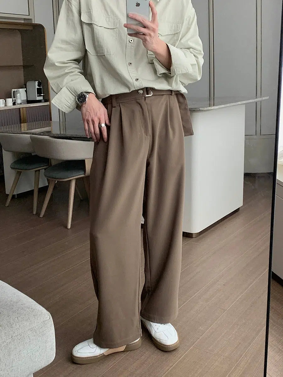 Silk Straight-leg Elastic Waist Pants