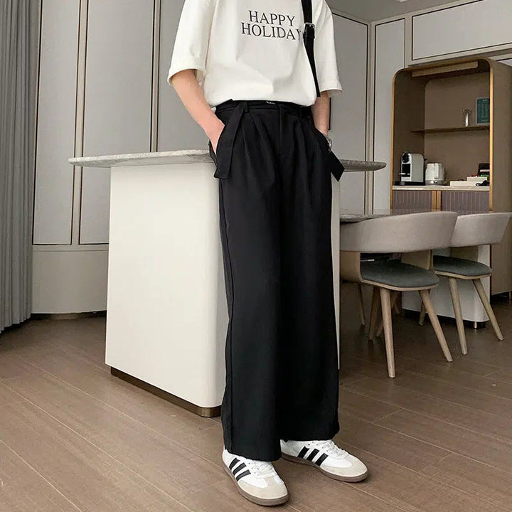 Silk Straight-leg Elastic Waist Pants