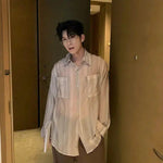 Silk Striped Button-Up Shirt