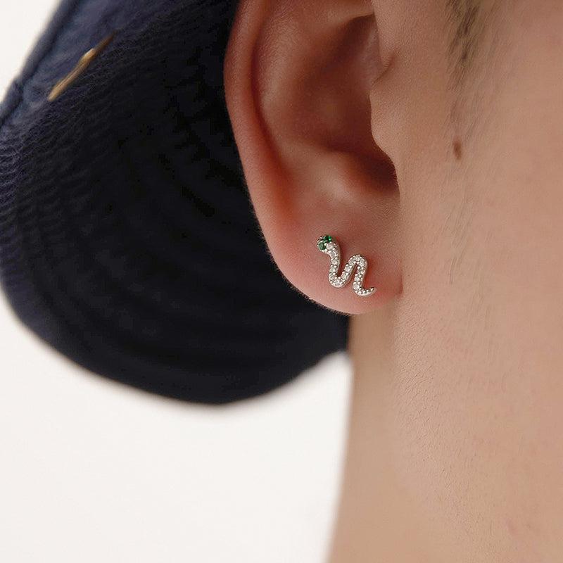 Silver Snake Stud Earrings