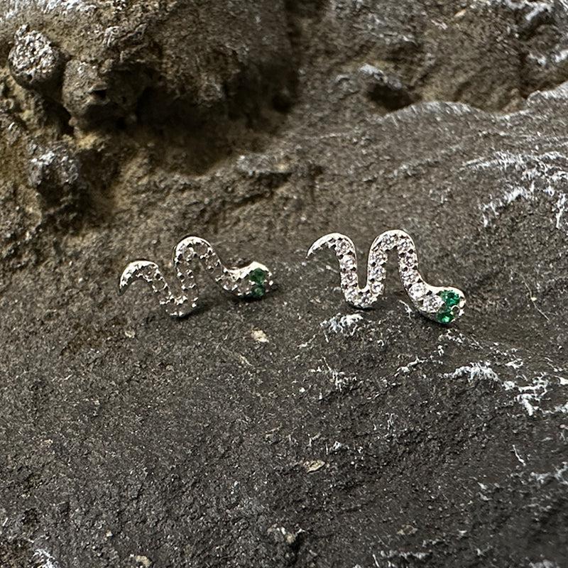 Silver Snake Stud Earrings