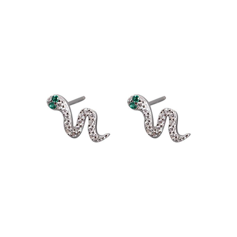 Silver Snake Stud Earrings