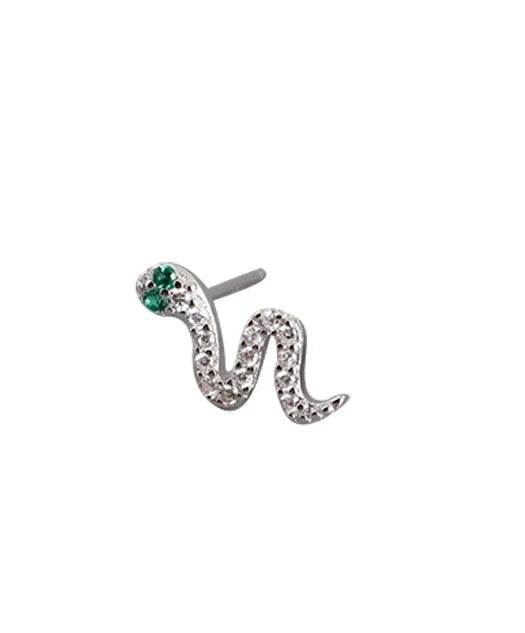 Silver Snake Stud Earrings