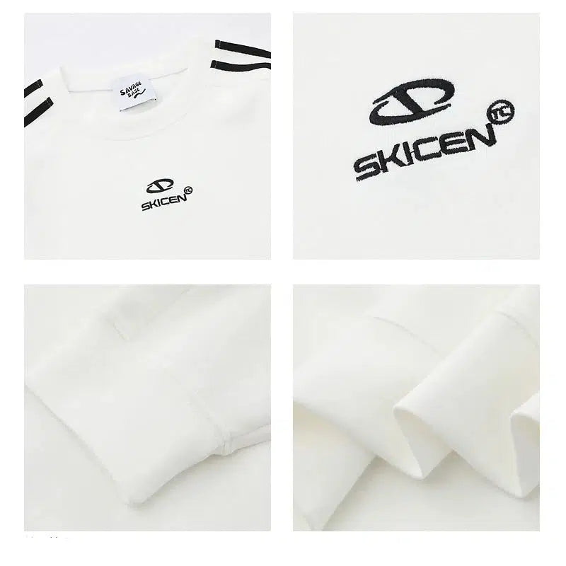 Simple Embroidered Round Neck Sweatshirt