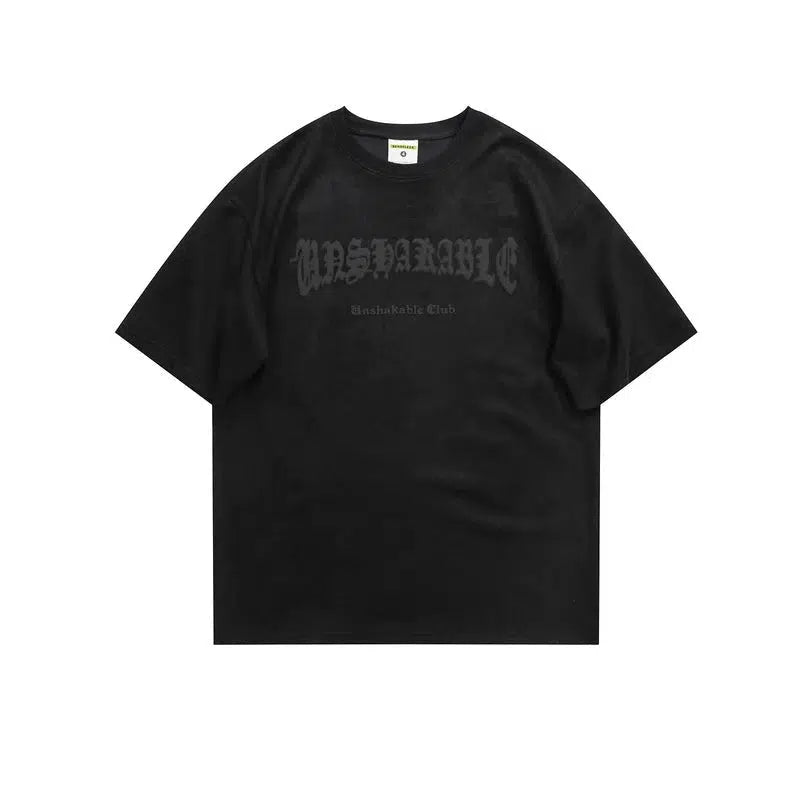 Skull Print Suede Short-sleeved T-shirt