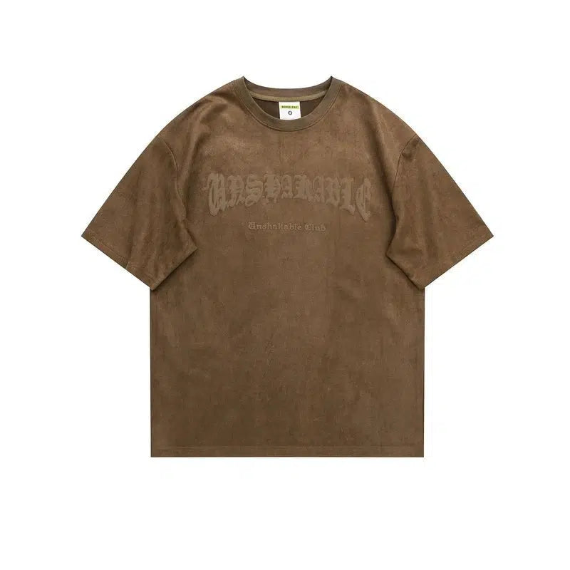 Skull Print Suede Short-sleeved T-shirt