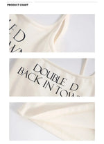 Sleek Spaghetti Strap Tank Top with Bold Text Graphic