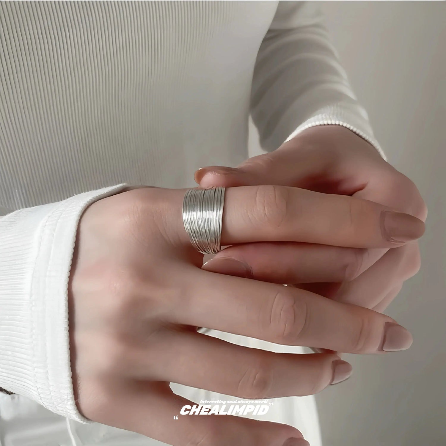 Sleek Textured Adjustable Ring