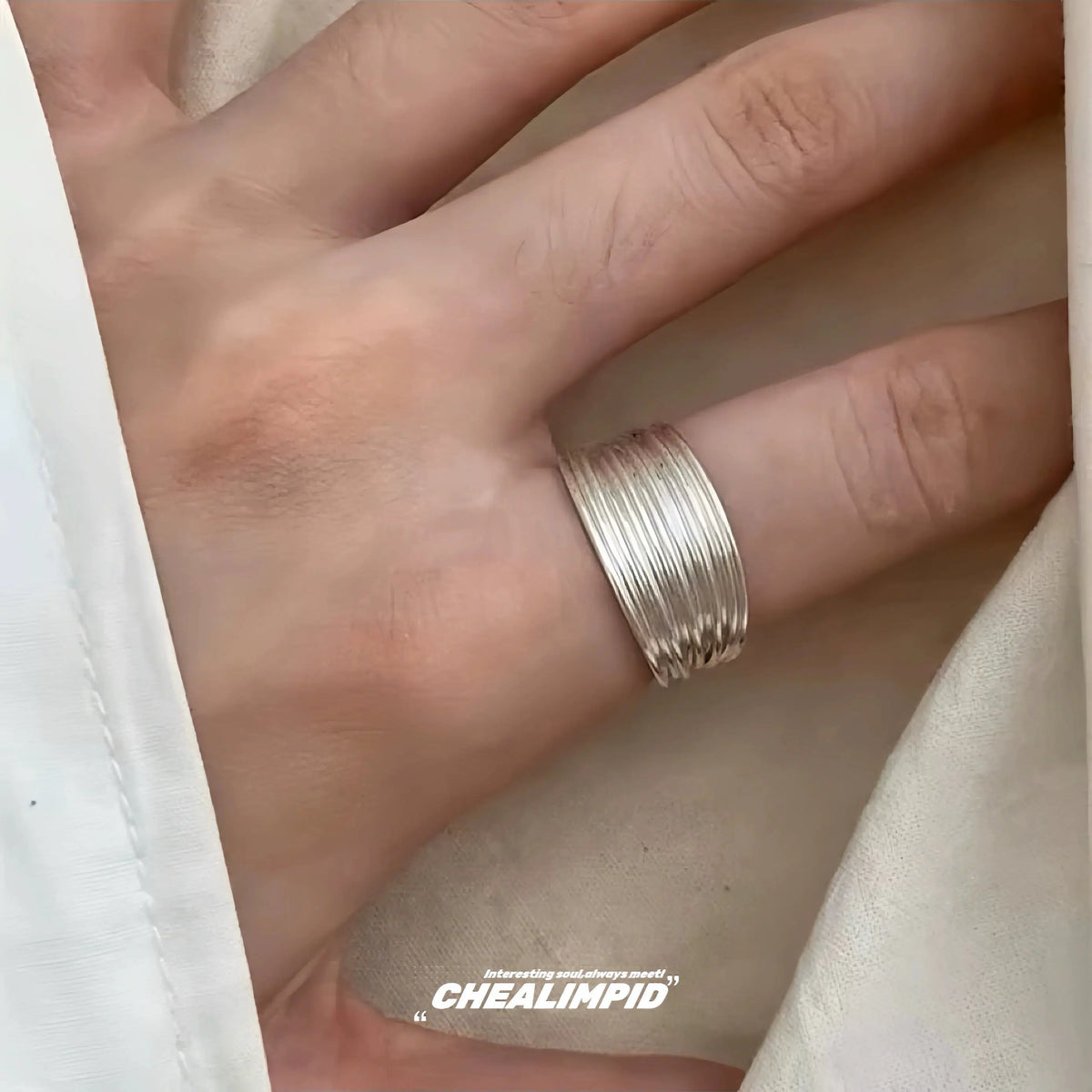 Sleek Textured Adjustable Ring