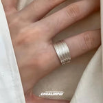 Sleek Textured Adjustable Ring