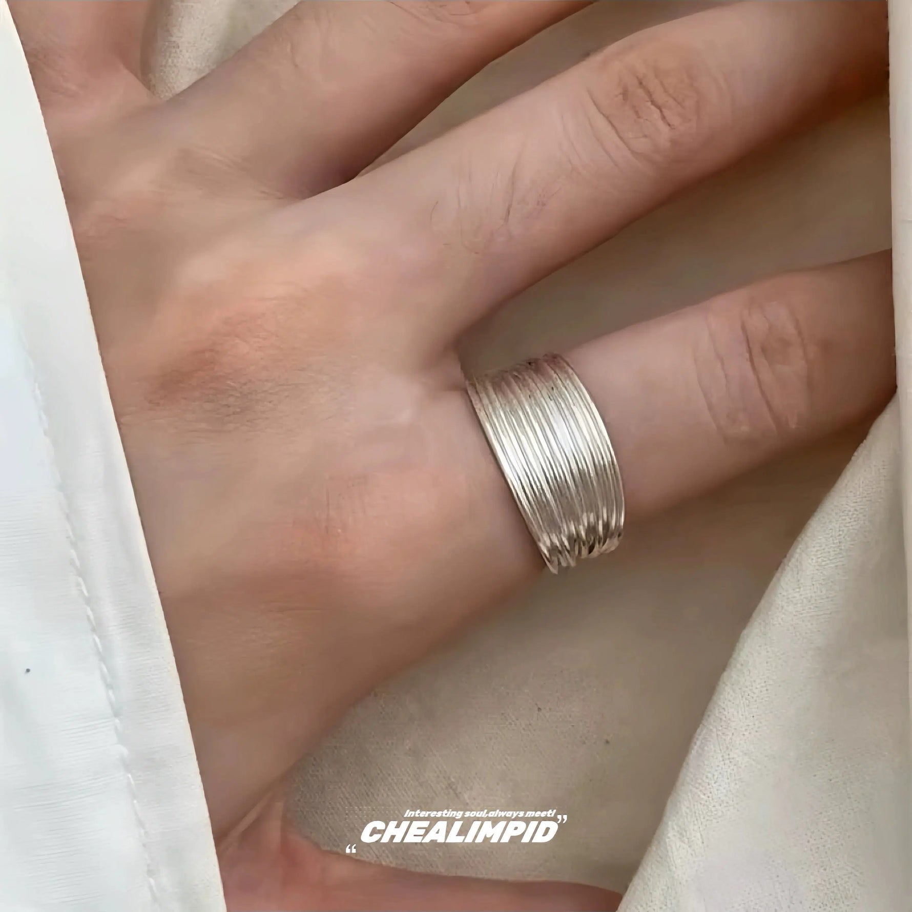 Sleek Textured Adjustable Ring