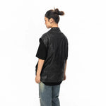 Sleeveless Leather Zip-up Jacket