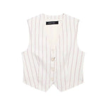 Sleeveless Striped Vest and Shorts Set