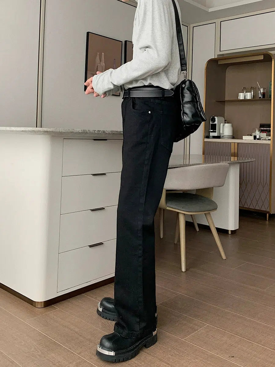 Slim Fit Black Denim Flared Pants