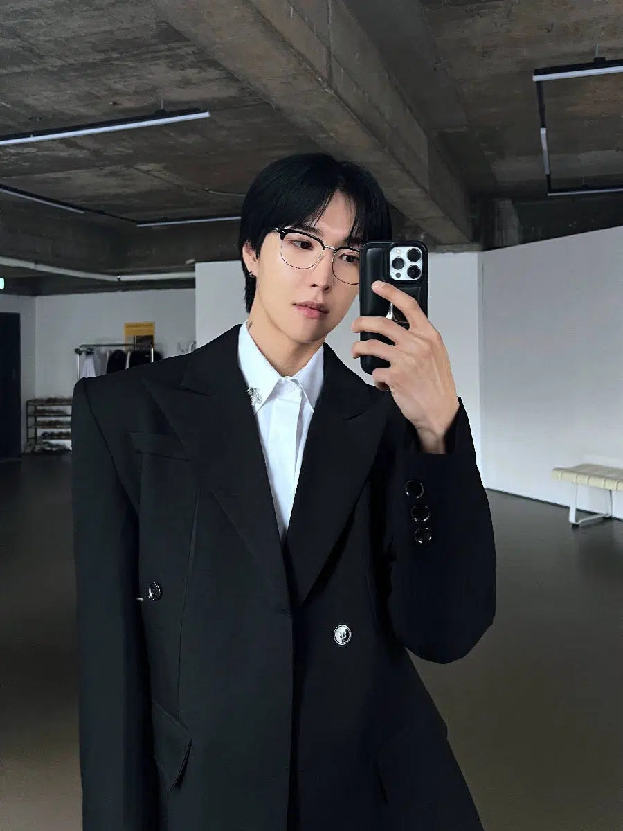 Slim Fit Black Double-breasted Blazer