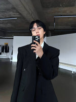 Slim Fit Black Double-breasted Blazer