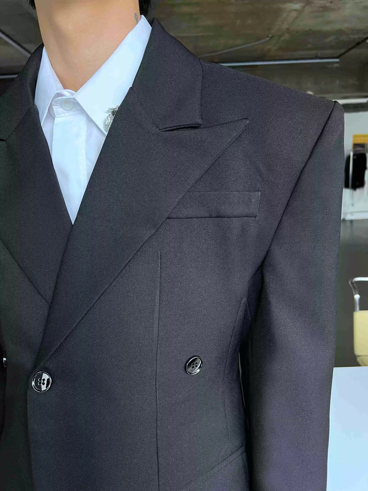 Slim Fit Black Double-breasted Blazer