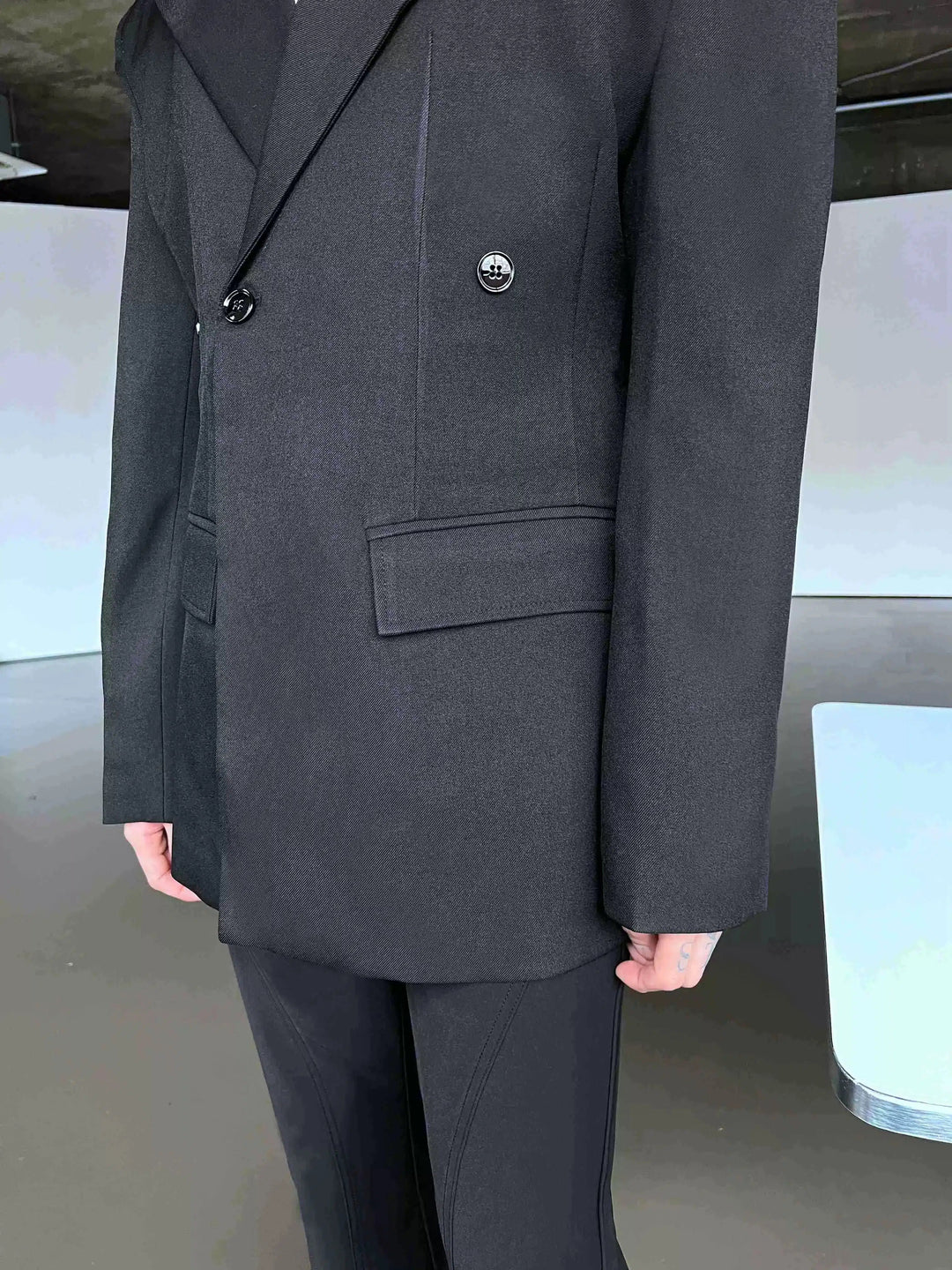 Slim Fit Black Double-breasted Blazer