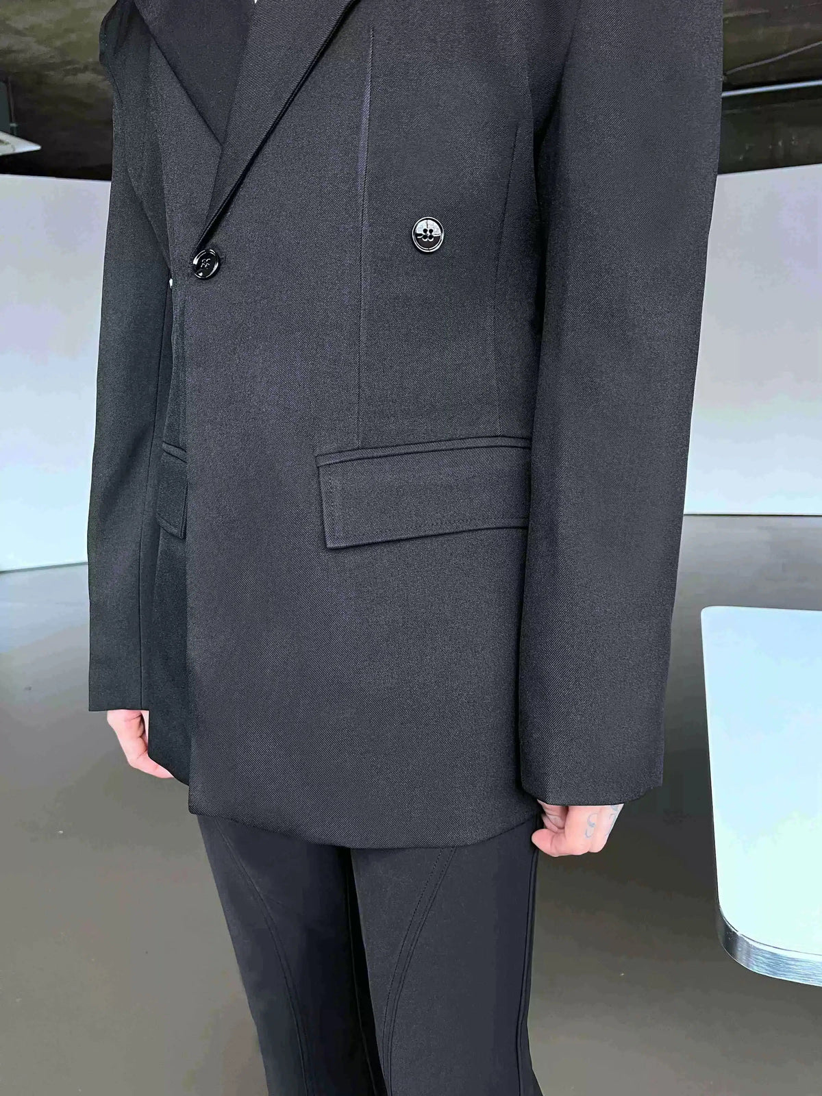 Slim Fit Black Double-breasted Blazer