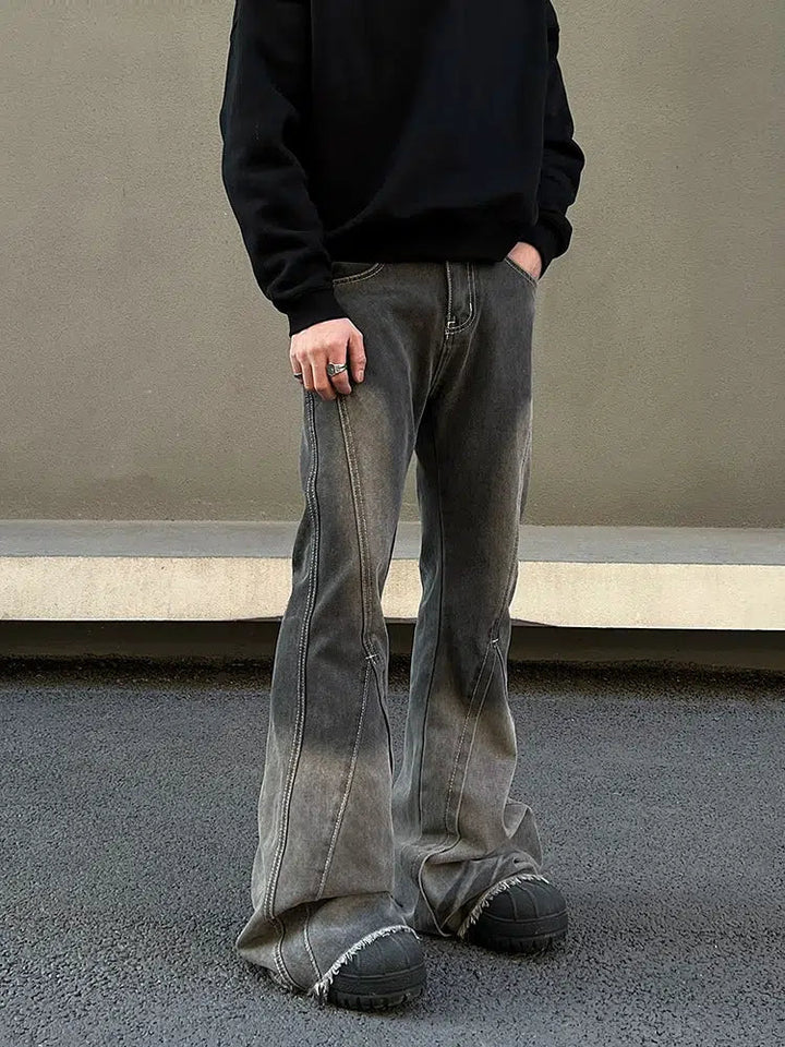 Slim Fit Denim Flared Pants