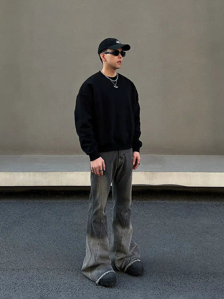 Slim Fit Denim Flared Pants