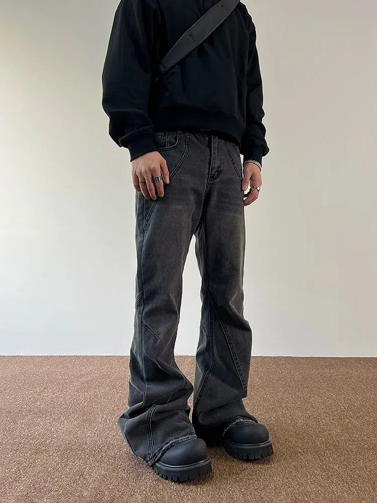 Slim Fit Gray Denim Flared Pants
