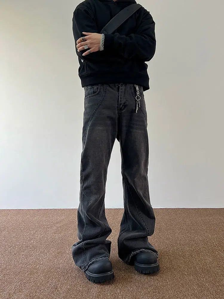 Slim Fit Gray Denim Flared Pants