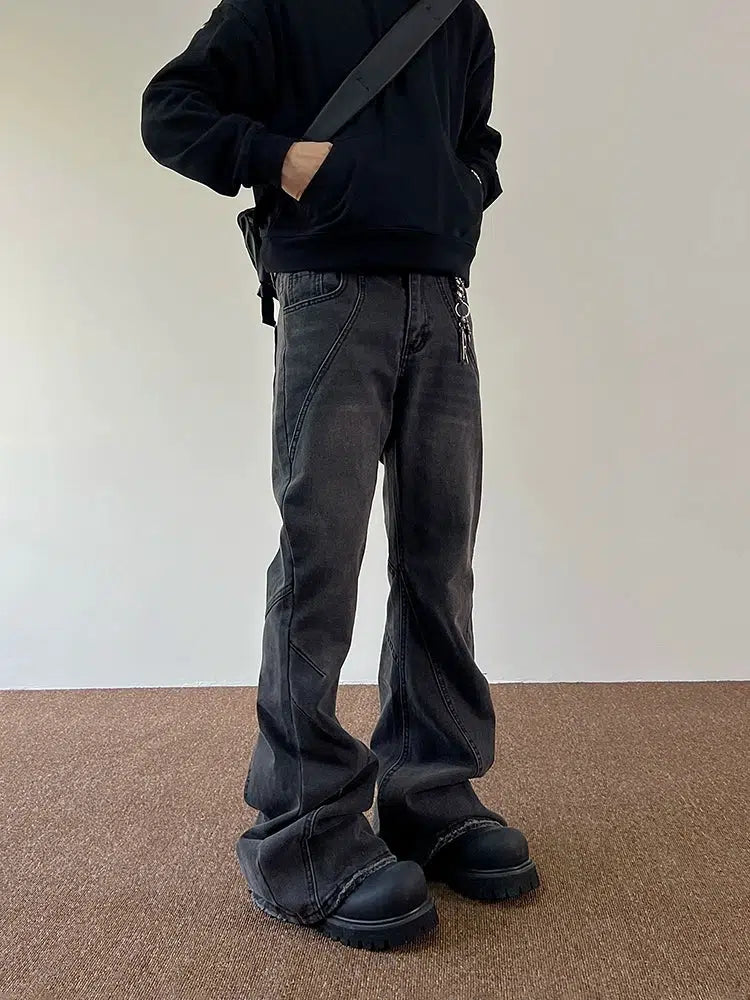 Slim Fit Gray Denim Flared Pants