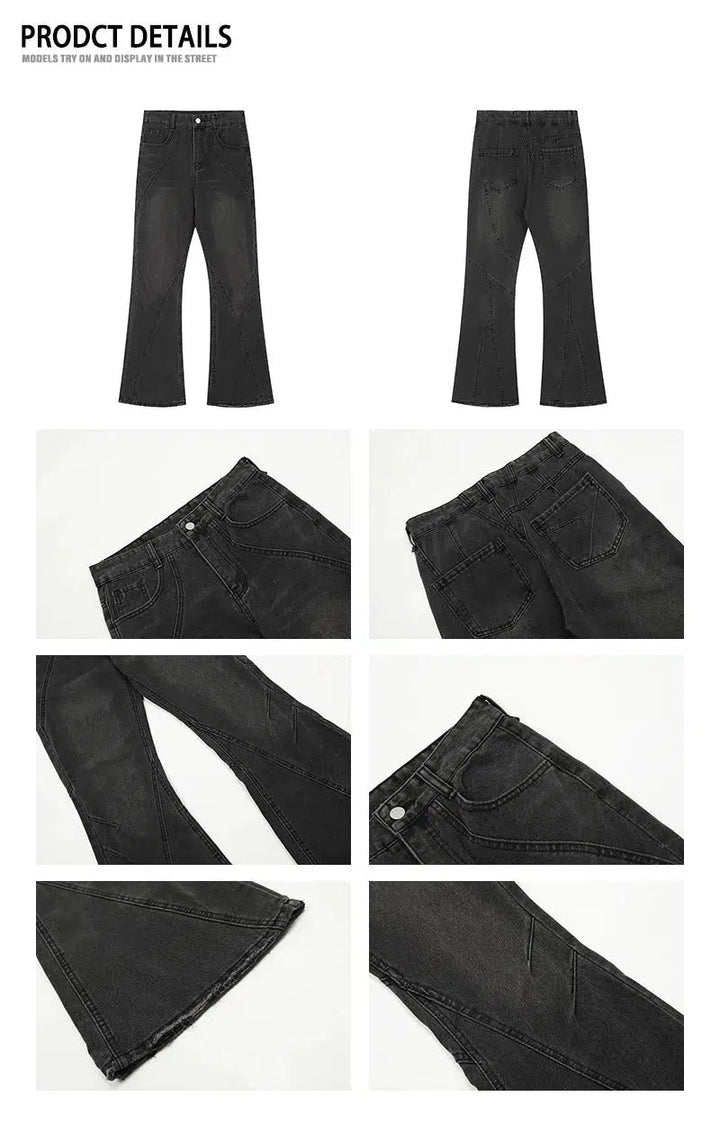 Slim Fit Gray Denim Flared Pants