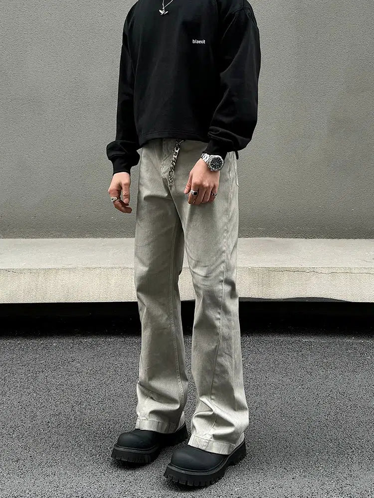 Slim Fit Straight-leg Flared Trousers