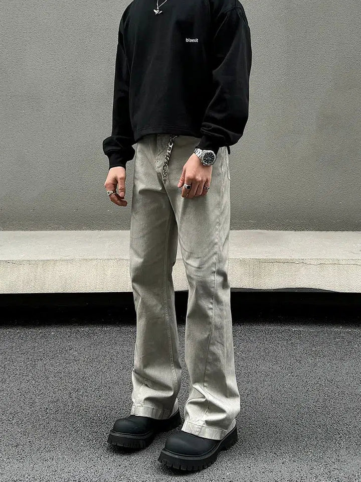 Slim Fit Straight-leg Flared Trousers