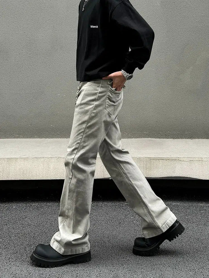 Slim Fit Straight-leg Flared Trousers