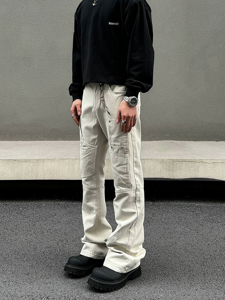 Slim Fit Studded Flared Trousers