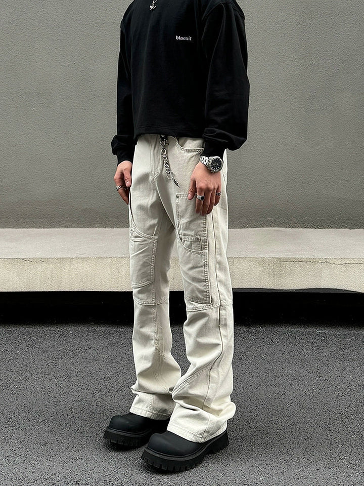 Slim Fit Studded Flared Trousers
