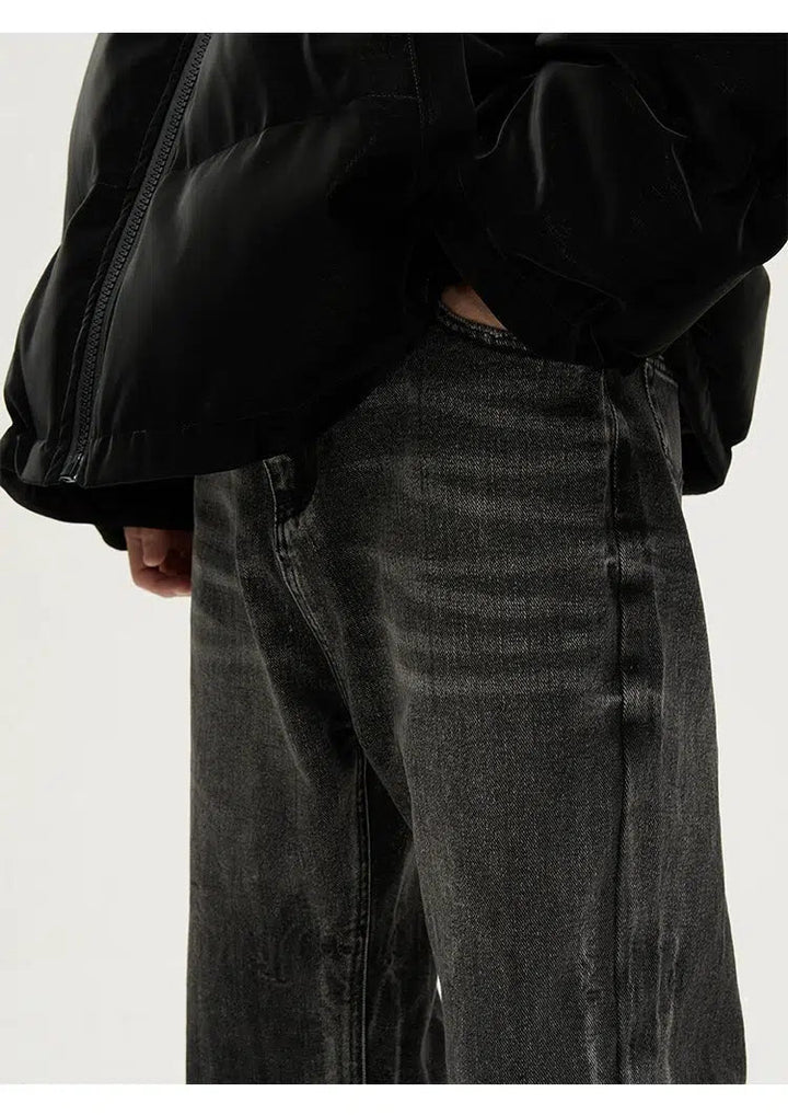 Slim Fit Washed Straight Leg Jeans