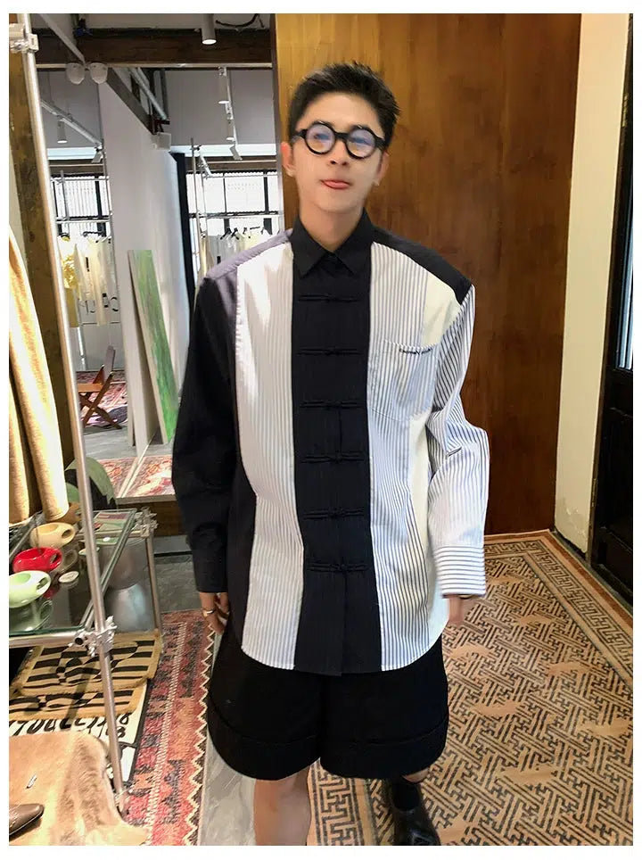 Slim-fit Color-block Striped Shirt