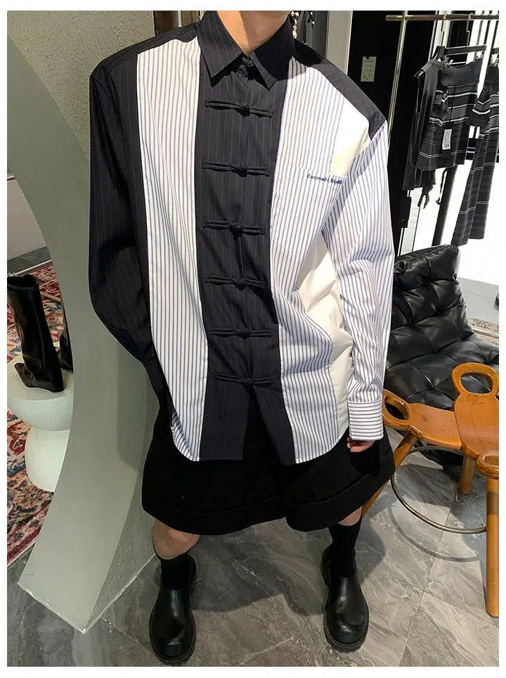 Slim-fit Color-block Striped Shirt