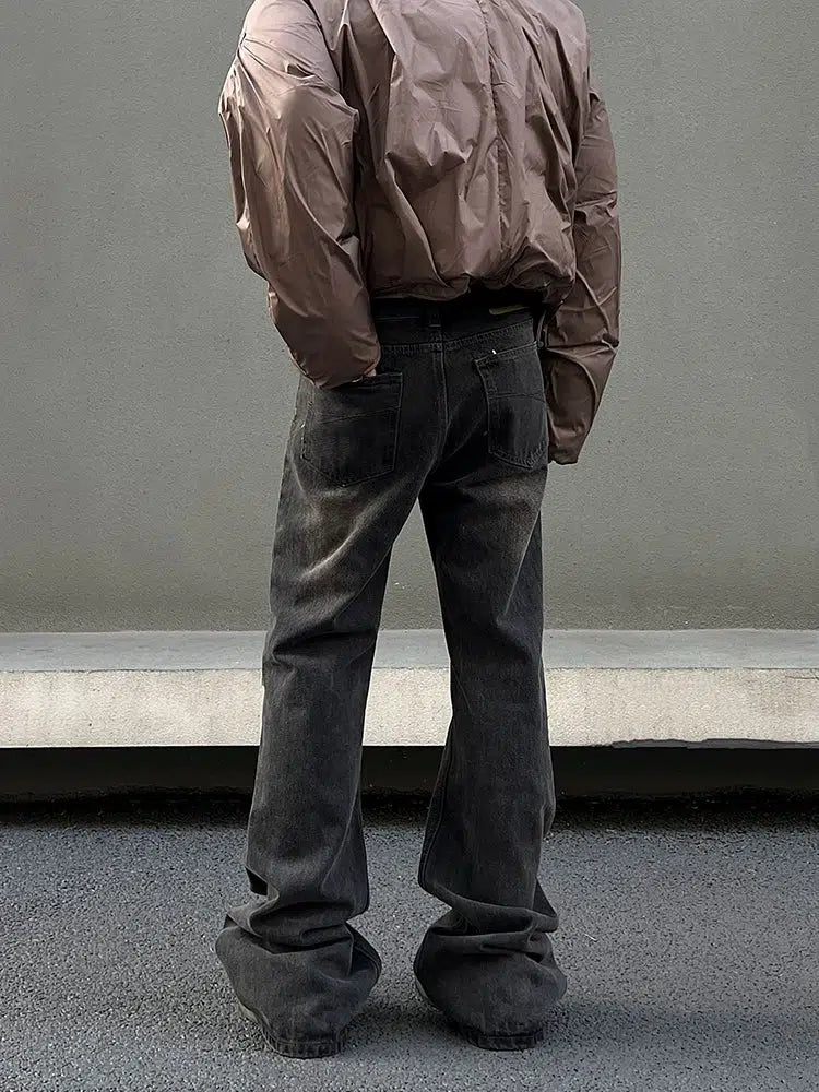Slim-fit Gray Straight-leg Washed Jeans