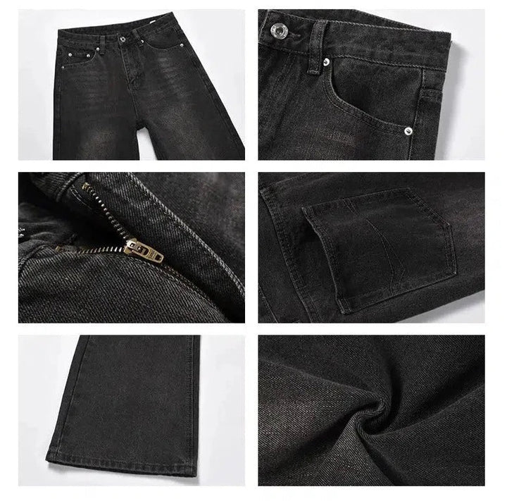 Slim-fit Gray Straight-leg Washed Jeans