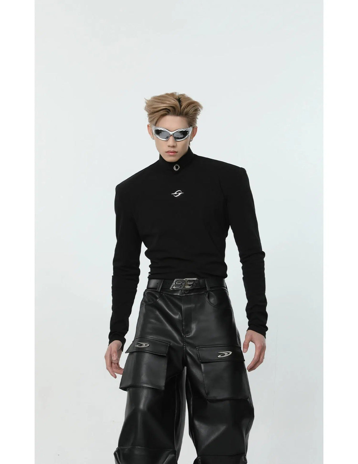 Slim-fit Stand Collar Long-sleeved T-shirt