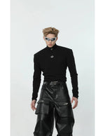 Slim-fit Stand Collar Long-sleeved T-shirt