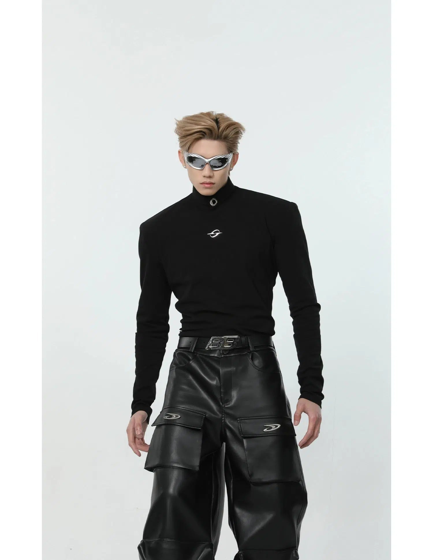 Slim-fit Stand Collar Long-sleeved T-shirt