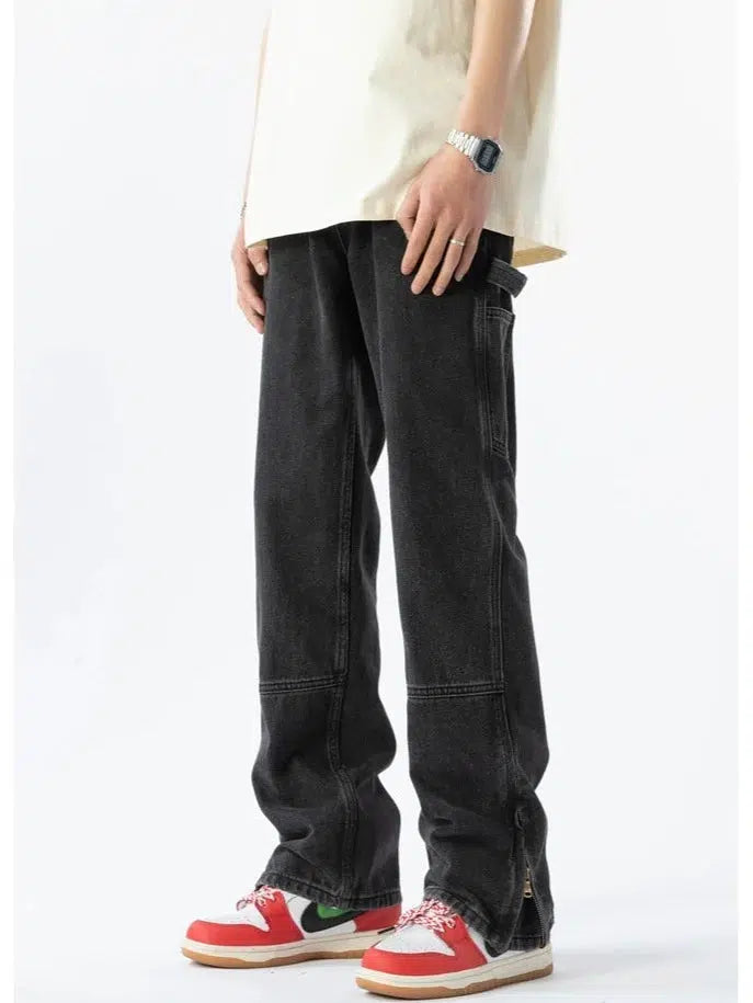 Slit Zipper Jeans